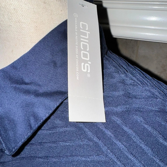 Chico’s Women's Button Up Shirt Textured  Knit Long Sleeve Navy  0- Small NWT - Picture 11 of 11